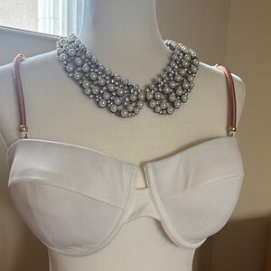 White Strapless Bikini Top with two different style straps